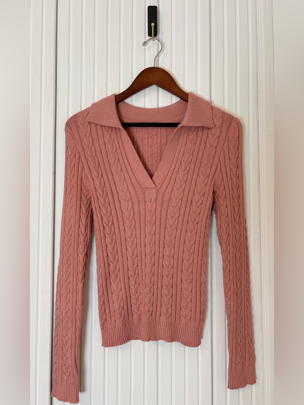 Lulus Cable Knit Collared Sweater Top S Preppy Old Money Ivy League Heritage